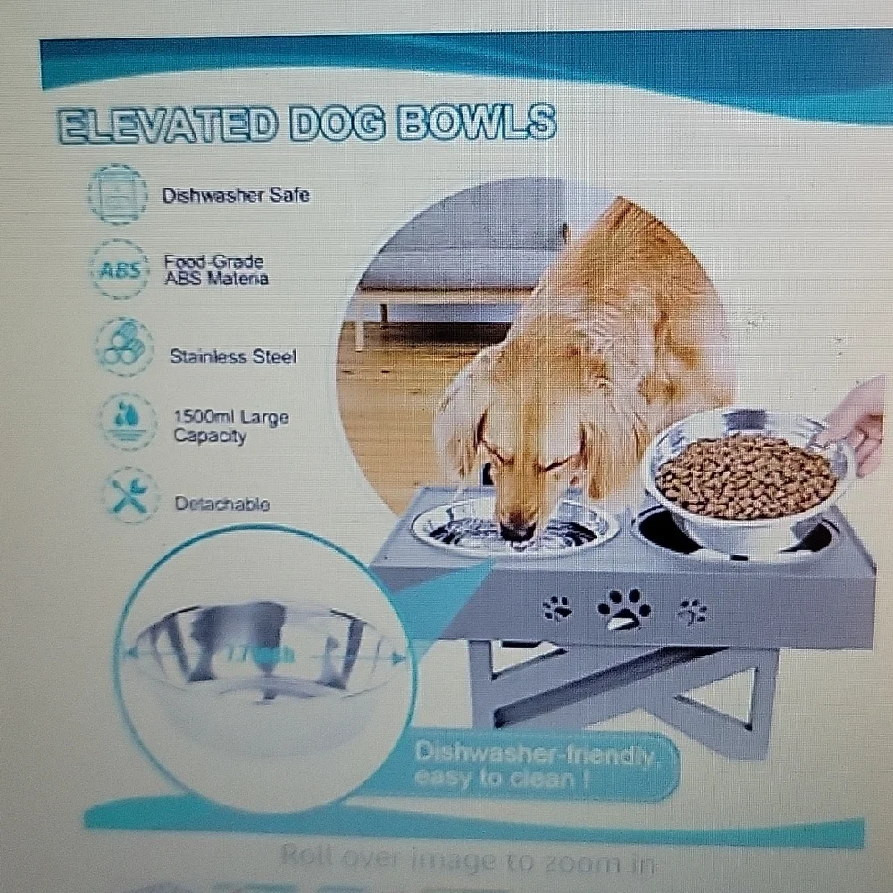 URPOWER elevated dog bowls black adjustable raised stainless 2.8